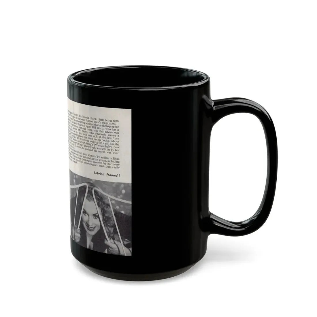 Norma Sykes #137 - 66 PHOTOGRAPHS OF Sabrina U.K. Pocket Mag. Pages 4 & 5 (Vintage Female Icon) Black Coffee Mug - Go Mug Yourself