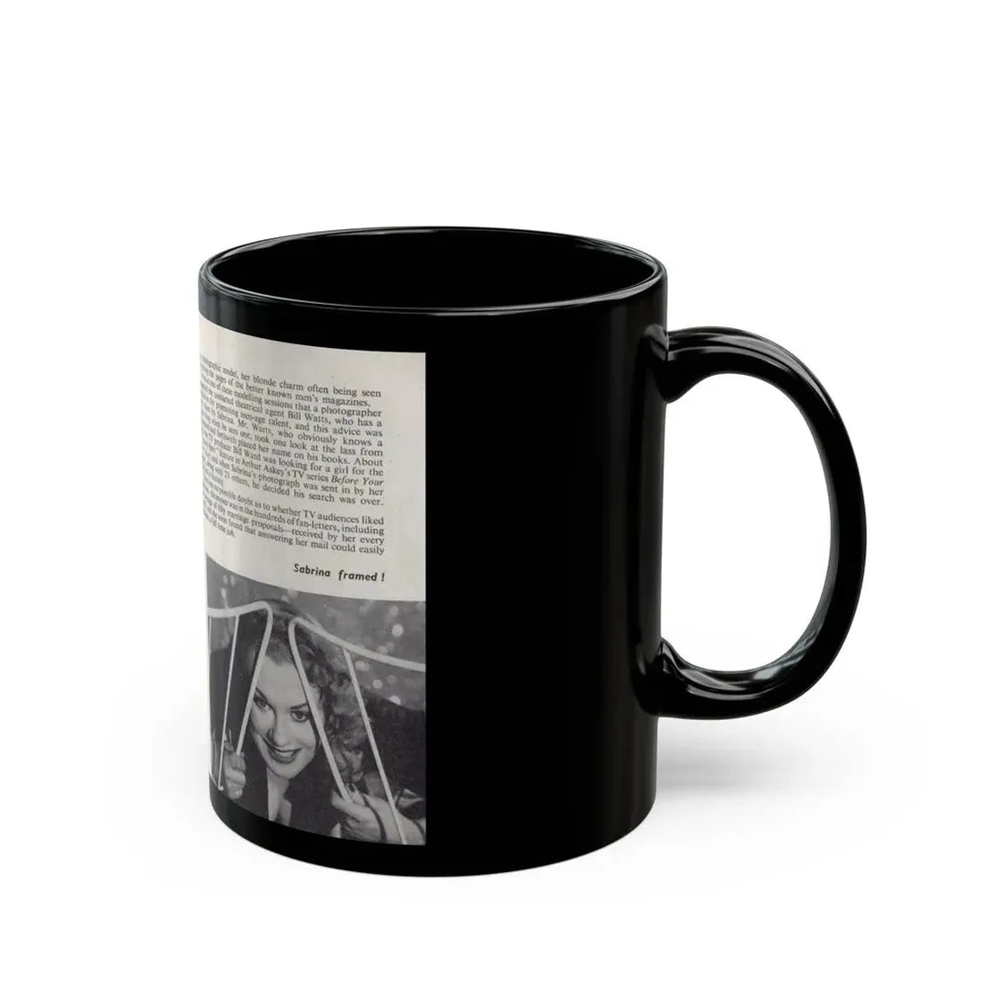 Norma Sykes #137 - 66 PHOTOGRAPHS OF Sabrina U.K. Pocket Mag. Pages 4 & 5 (Vintage Female Icon) Black Coffee Mug - Go Mug Yourself