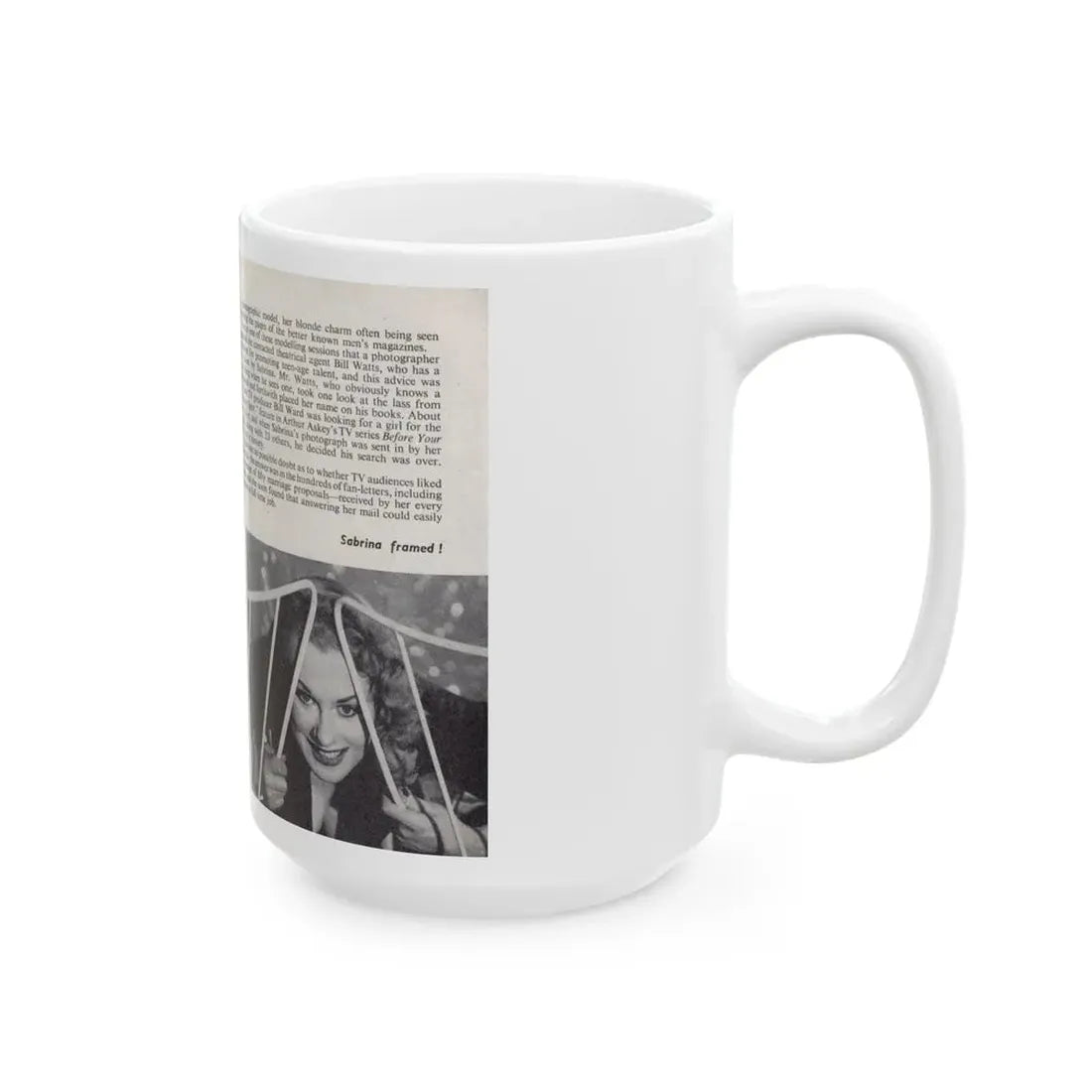 Norma Sykes #137 - 66 PHOTOGRAPHS OF Sabrina U.K. Pocket Mag. Pages 4 & 5 (Vintage Female Icon) White Coffee Mug - Go Mug Yourself