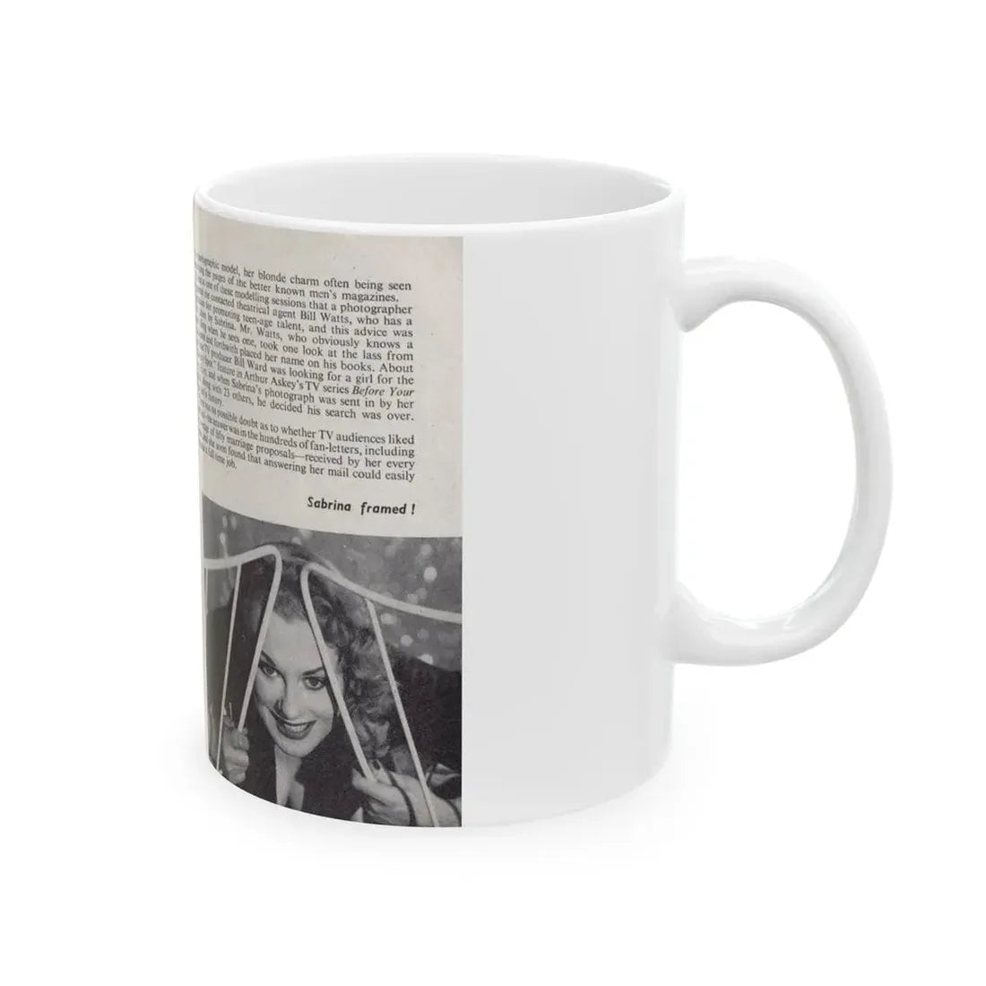 Norma Sykes #137 - 66 PHOTOGRAPHS OF Sabrina U.K. Pocket Mag. Pages 4 & 5 (Vintage Female Icon) White Coffee Mug - Go Mug Yourself