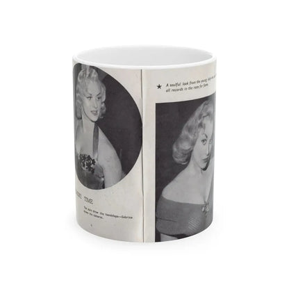 Norma Sykes #138 - 66 PHOTOGRAPHS OF Sabrina U.K. Pocket Mag. Pages 6 & 7 (Vintage Female Icon) White Coffee Mug 11oz - Go Mug Yourself