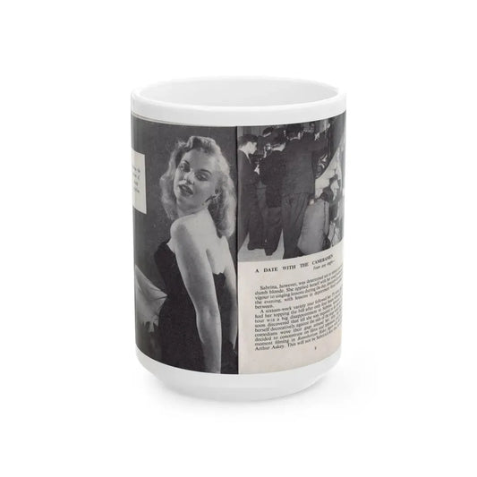 Norma Sykes #139 - 66 PHOTOGRAPHS OF Sabrina U.K. Pocket Mag. Pages 8 & 9 (Vintage Female Icon) White Coffee Mug 15oz - Go Mug Yourself