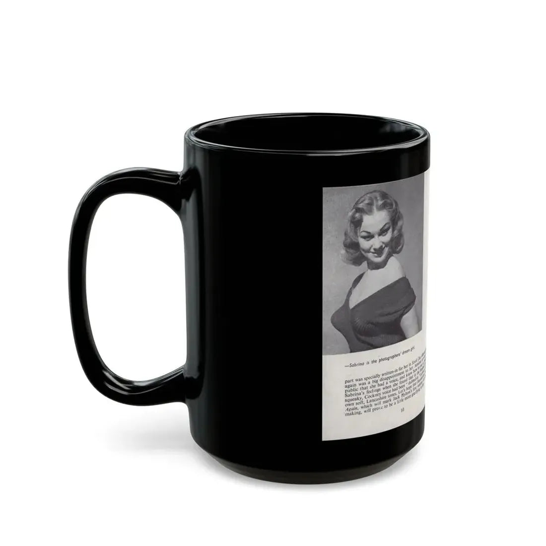 Norma Sykes #140 - 66 PHOTOGRAPHS OF Sabrina U.K. Pocket Mag. Pages 10 & 11 (Vintage Female Icon) Black Coffee Mug - Go Mug Yourself