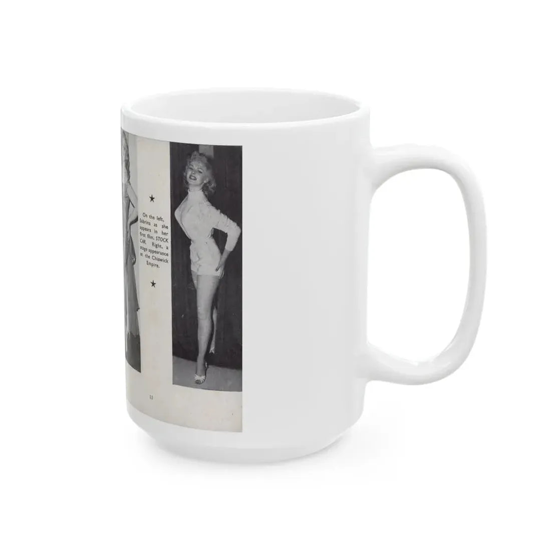 Norma Sykes #140 - 66 PHOTOGRAPHS OF Sabrina U.K. Pocket Mag. Pages 10 & 11 (Vintage Female Icon) White Coffee Mug - Go Mug Yourself