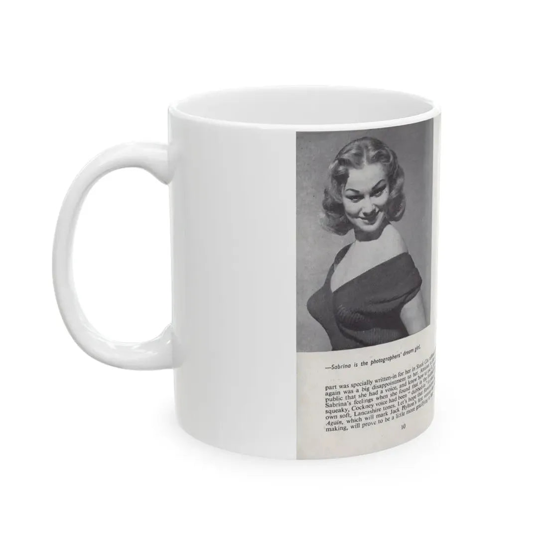 Norma Sykes #140 - 66 PHOTOGRAPHS OF Sabrina U.K. Pocket Mag. Pages 10 & 11 (Vintage Female Icon) White Coffee Mug - Go Mug Yourself