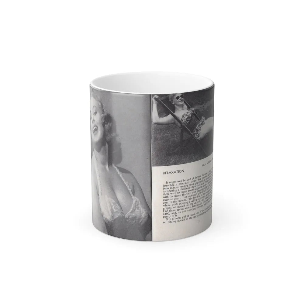 Norma Sykes #141 - 66 PHOTOGRAPHS OF Sabrina U.K. Pocket Mag. Pages 12 & 13 (Vintage Female Icons) Color Changing Mug 11oz-11oz-Go Mug Yourself