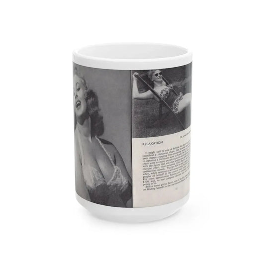 Norma Sykes #141 - 66 PHOTOGRAPHS OF Sabrina U.K. Pocket Mag. Pages 12 & 13 (Vintage Female Icon) White Coffee Mug 15oz - Go Mug Yourself