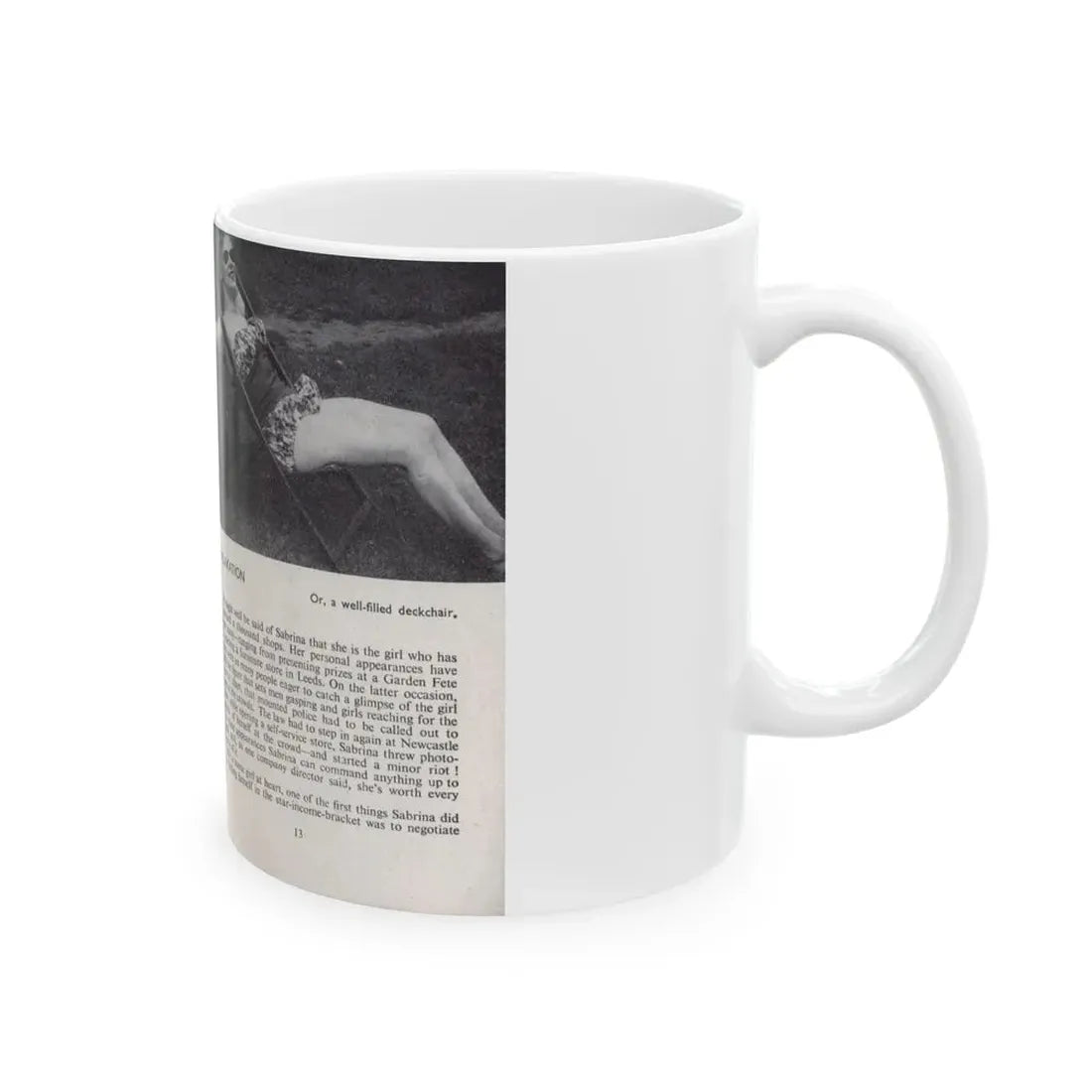 Norma Sykes #141 - 66 PHOTOGRAPHS OF Sabrina U.K. Pocket Mag. Pages 12 & 13 (Vintage Female Icon) White Coffee Mug - Go Mug Yourself