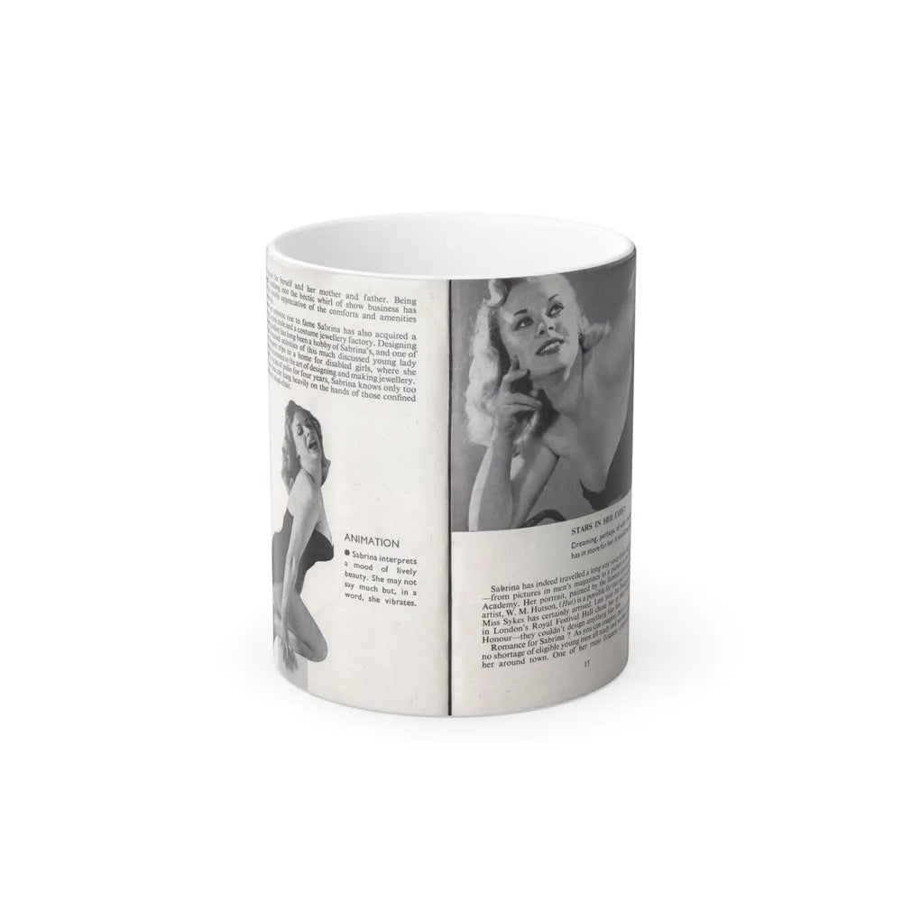 Norma Sykes #142 - 66 PHOTOGRAPHS OF Sabrina U.K. Pocket Mag. Pages 14 & 15 (Vintage Female Icons) Color Changing Mug 11oz-11oz-Go Mug Yourself