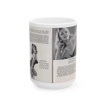 Norma Sykes #142 - 66 PHOTOGRAPHS OF Sabrina U.K. Pocket Mag. Pages 14 & 15 (Vintage Female Icon) White Coffee Mug 15oz - Go Mug Yourself