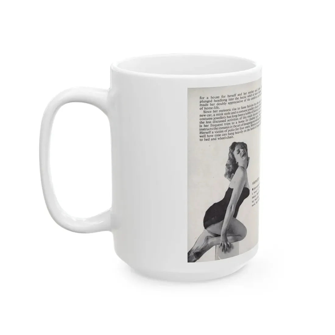 Norma Sykes #142 - 66 PHOTOGRAPHS OF Sabrina U.K. Pocket Mag. Pages 14 & 15 (Vintage Female Icon) White Coffee Mug - Go Mug Yourself