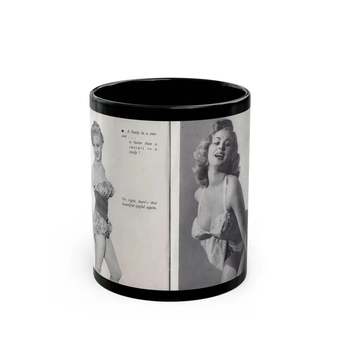 Norma Sykes #144 - 66 PHOTOGRAPHS OF Sabrina U.K. Pocket Mag. Pages 18 & 19 (Vintage Female Icon) Black Coffee Mug 11oz - Go Mug Yourself