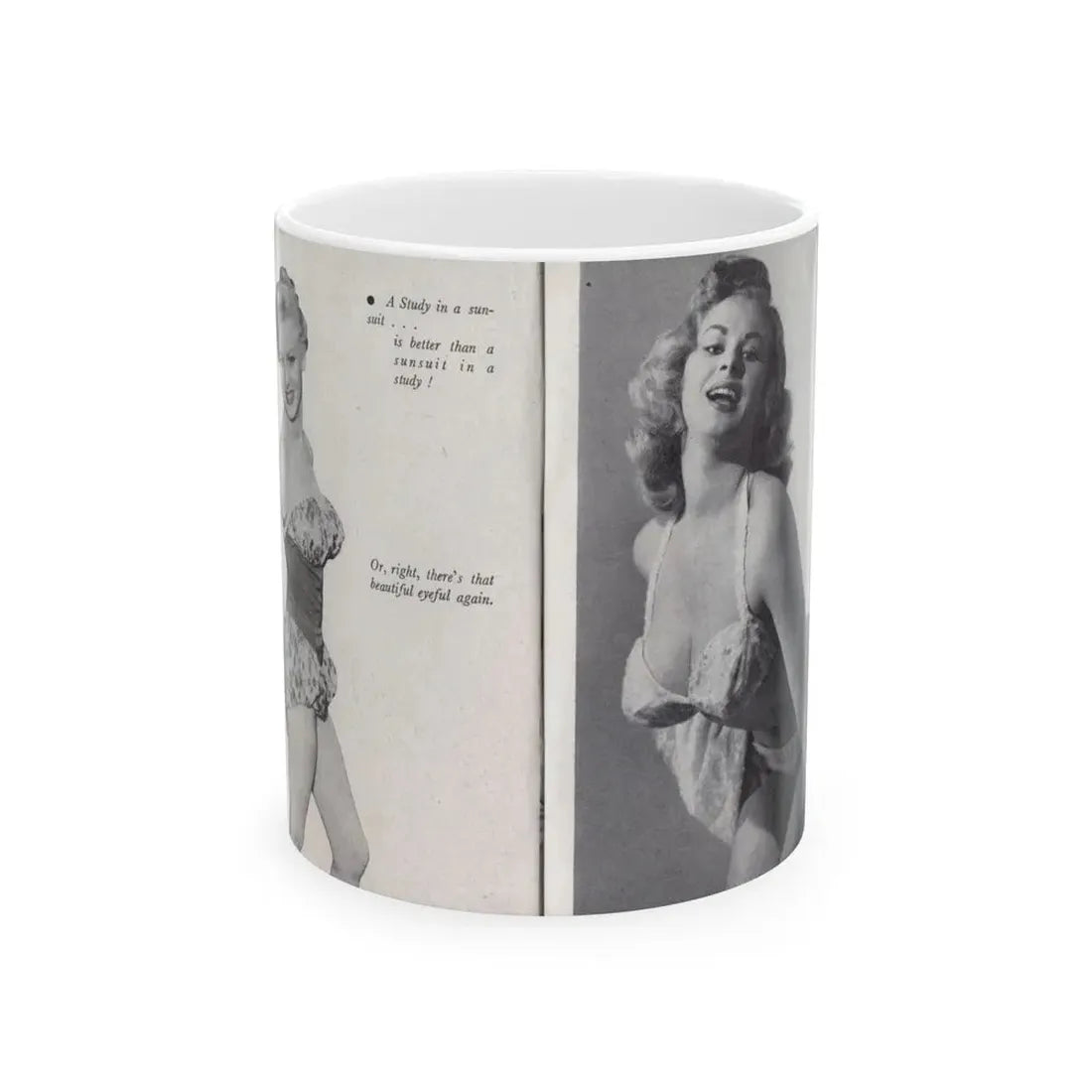 Norma Sykes #144 - 66 PHOTOGRAPHS OF Sabrina U.K. Pocket Mag. Pages 18 & 19 (Vintage Female Icon) White Coffee Mug 11oz - Go Mug Yourself