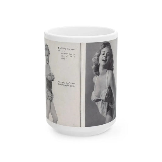 Norma Sykes #144 - 66 PHOTOGRAPHS OF Sabrina U.K. Pocket Mag. Pages 18 & 19 (Vintage Female Icon) White Coffee Mug 15oz - Go Mug Yourself