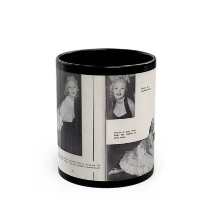 Norma Sykes #145 - 66 PHOTOGRAPHS OF Sabrina U.K. Pocket Mag. Pages 20 & 21 (Vintage Female Icon) Black Coffee Mug 11oz - Go Mug Yourself
