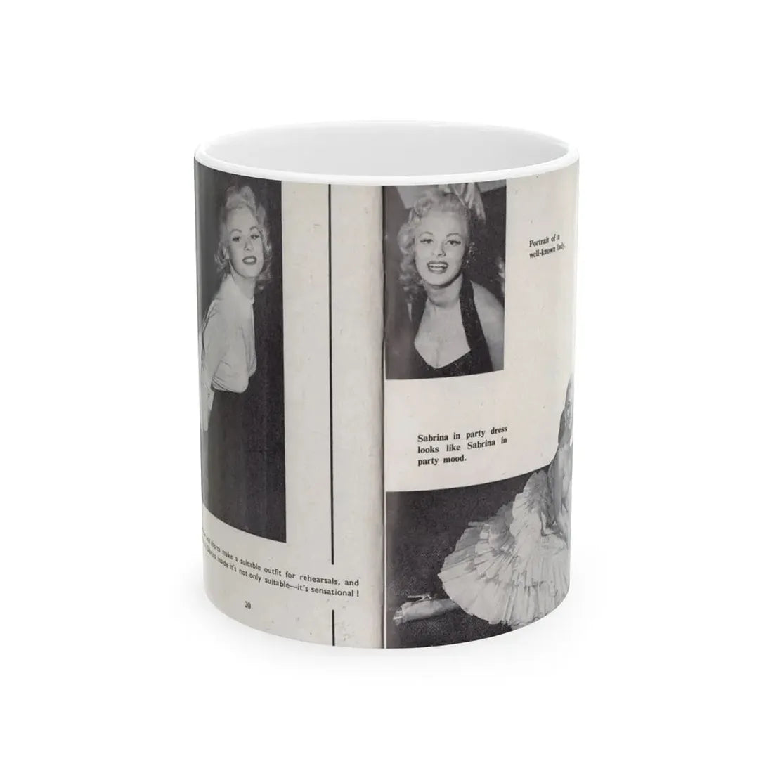 Norma Sykes #145 - 66 PHOTOGRAPHS OF Sabrina U.K. Pocket Mag. Pages 20 & 21 (Vintage Female Icon) White Coffee Mug 11oz - Go Mug Yourself