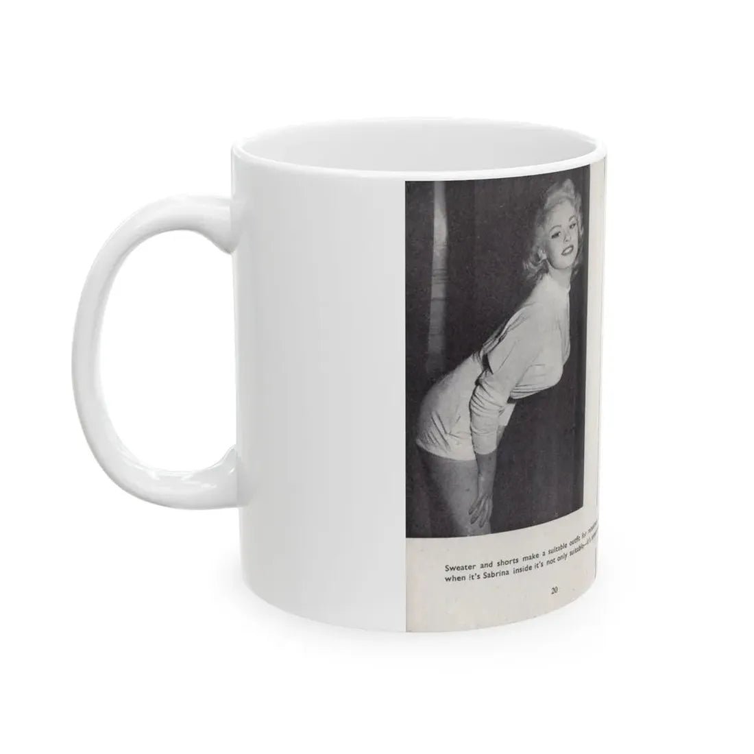 Norma Sykes #145 - 66 PHOTOGRAPHS OF Sabrina U.K. Pocket Mag. Pages 20 & 21 (Vintage Female Icon) White Coffee Mug - Go Mug Yourself