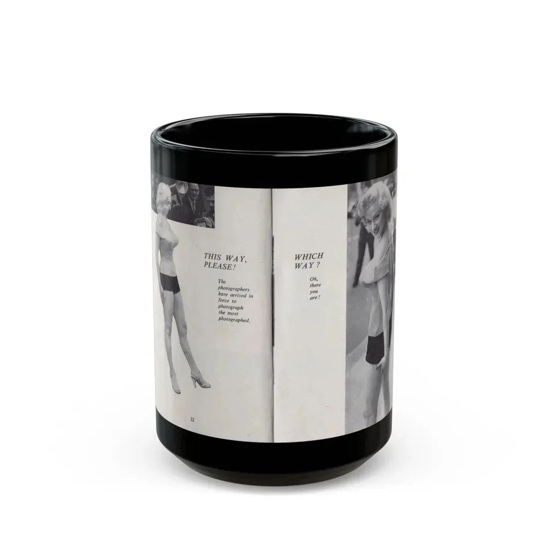 Norma Sykes #146 - 66 PHOTOGRAPHS OF Sabrina U.K. Pocket Mag. Pages 22 & 23 (Vintage Female Icon) Black Coffee Mug 15oz - Go Mug Yourself