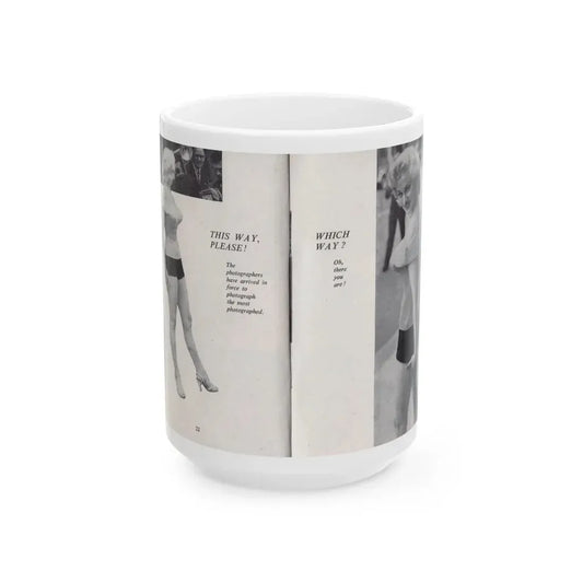 Norma Sykes #146 - 66 PHOTOGRAPHS OF Sabrina U.K. Pocket Mag. Pages 22 & 23 (Vintage Female Icon) White Coffee Mug 15oz - Go Mug Yourself