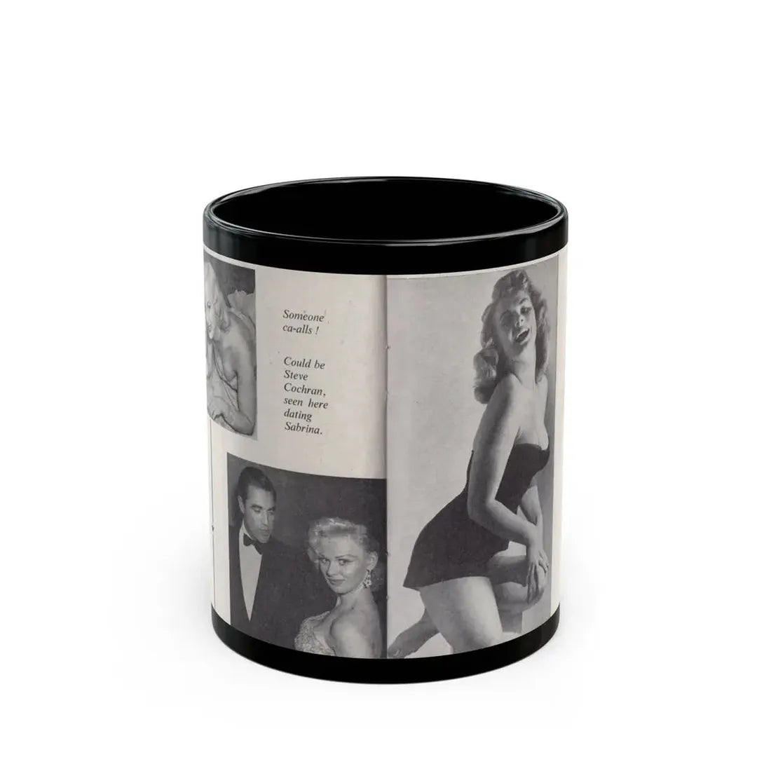 Norma Sykes #149 - 66 PHOTOGRAPHS OF Sabrina U.K. Pocket Mag. Pages 28 & 29 (Vintage Female Icon) Black Coffee Mug 11oz - Go Mug Yourself