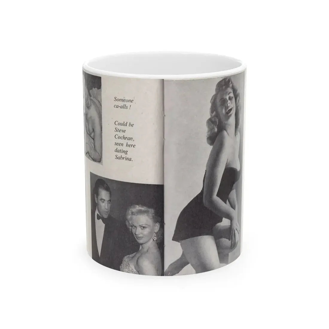 Norma Sykes #149 - 66 PHOTOGRAPHS OF Sabrina U.K. Pocket Mag. Pages 28 & 29 (Vintage Female Icon) White Coffee Mug 11oz - Go Mug Yourself