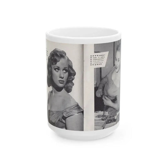 Norma Sykes #150 - 66 PHOTOGRAPHS OF Sabrina U.K. Pocket Mag. Pages 30 & 31 (Vintage Female Icon) White Coffee Mug 15oz - Go Mug Yourself