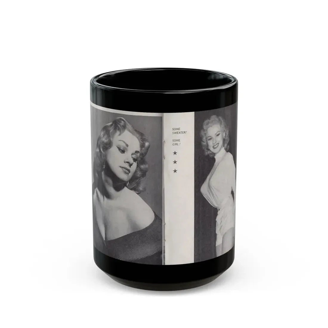 Norma Sykes #151 - 66 PHOTOGRAPHS OF Sabrina U.K. Pocket Mag. Pages 32 & 33 (Vintage Female Icon) Black Coffee Mug 15oz - Go Mug Yourself