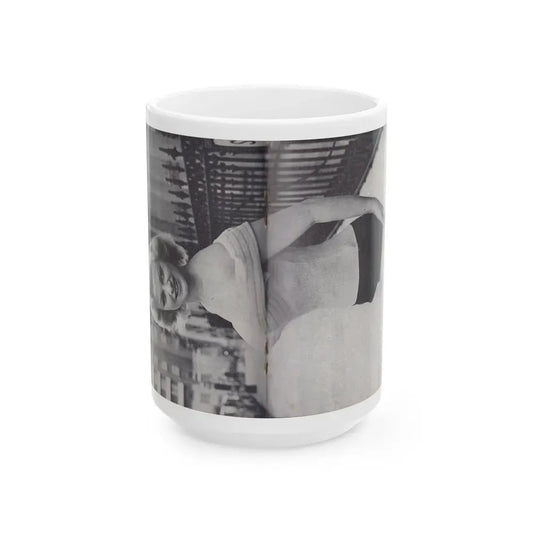 Norma Sykes #152 - 66 PHOTOGRAPHS OF Sabrina U.K. Pocket Mag. Pages 34 & 35 (Vintage Female Icon) White Coffee Mug 15oz - Go Mug Yourself