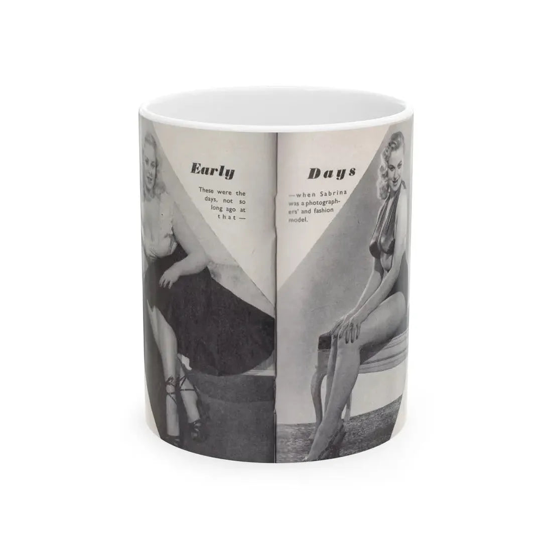 Norma Sykes #153 - 66 PHOTOGRAPHS OF Sabrina U.K. Pocket Mag. Pages 36 & 37 (Vintage Female Icon) White Coffee Mug 11oz - Go Mug Yourself