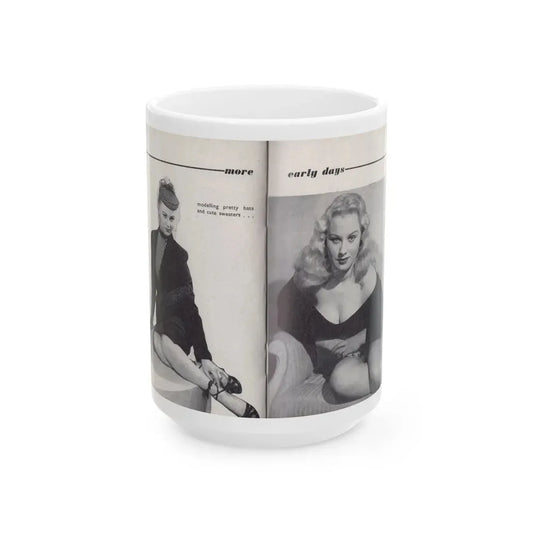 Norma Sykes #154 - 66 PHOTOGRAPHS OF Sabrina U.K. Pocket Mag. Pages 38 & 39 (Vintage Female Icon) White Coffee Mug 15oz - Go Mug Yourself