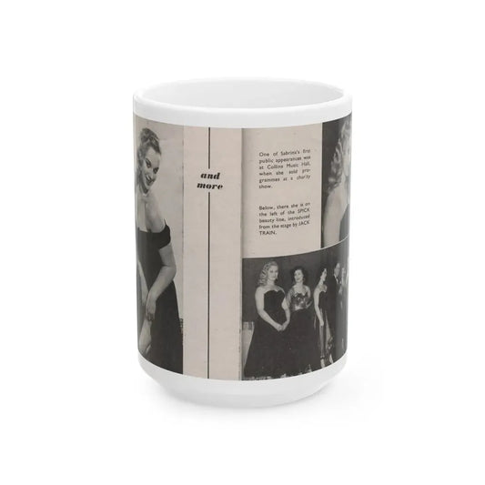Norma Sykes #155 - 66 PHOTOGRAPHS OF Sabrina U.K. Pocket Mag. Pages 40 & 41 (Vintage Female Icon) White Coffee Mug 15oz - Go Mug Yourself