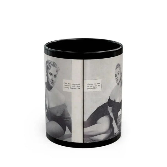 Norma Sykes #156 - 66 PHOTOGRAPHS OF Sabrina U.K. Pocket Mag. Pages 42 & 43 (Vintage Female Icon) Black Coffee Mug 11oz - Go Mug Yourself