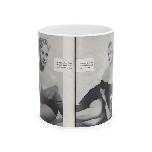 Norma Sykes #156 - 66 PHOTOGRAPHS OF Sabrina U.K. Pocket Mag. Pages 42 & 43 (Vintage Female Icon) White Coffee Mug 11oz - Go Mug Yourself