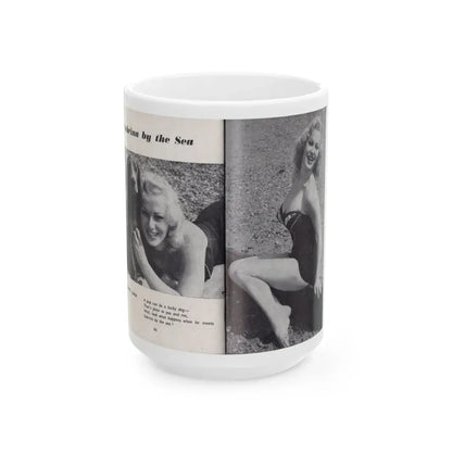 Norma Sykes #158 - 66 PHOTOGRAPHS OF Sabrina U.K. Pocket Mag. Pages 46 & 47 (Vintage Female Icon) White Coffee Mug 15oz - Go Mug Yourself