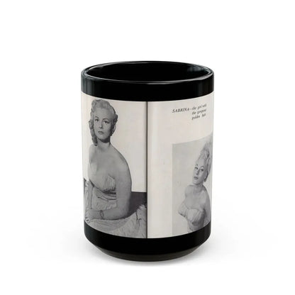 Norma Sykes #161 - 66 PHOTOGRAPHS OF Sabrina U.K. Pocket Mag. Pages 52 & 53 (Vintage Female Icon) Black Coffee Mug 15oz - Go Mug Yourself