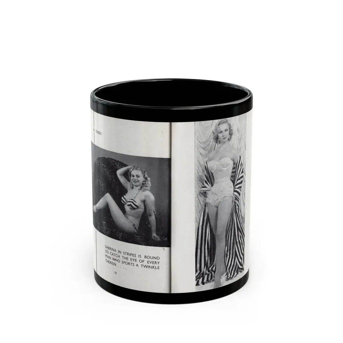 Norma Sykes #164 - 66 PHOTOGRAPHS OF Sabrina U.K. Pocket Mag. Pages 58 & 59 (Vintage Female Icon) Black Coffee Mug 11oz - Go Mug Yourself