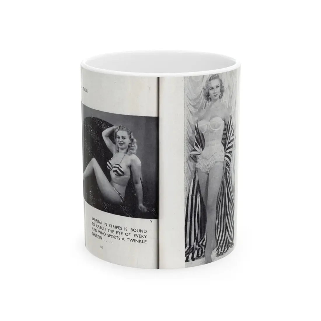 Norma Sykes #164 - 66 PHOTOGRAPHS OF Sabrina U.K. Pocket Mag. Pages 58 & 59 (Vintage Female Icon) White Coffee Mug 11oz - Go Mug Yourself
