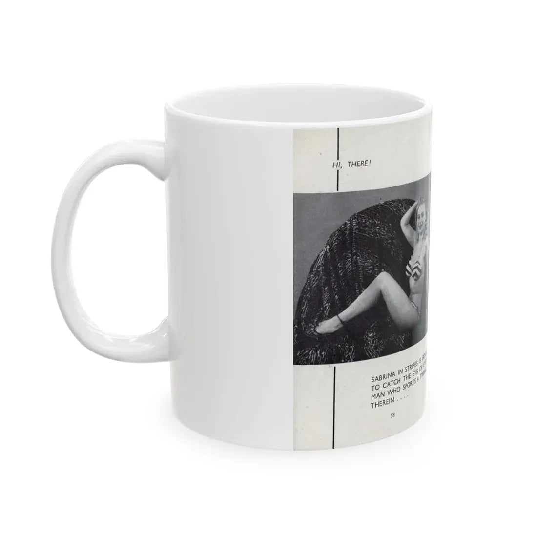 Norma Sykes #164 - 66 PHOTOGRAPHS OF Sabrina U.K. Pocket Mag. Pages 58 & 59 (Vintage Female Icon) White Coffee Mug - Go Mug Yourself