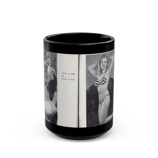 Norma Sykes #165 - 66 PHOTOGRAPHS OF Sabrina U.K. Pocket Mag. Pages 60 & 61 (Vintage Female Icon) Black Coffee Mug 15oz - Go Mug Yourself