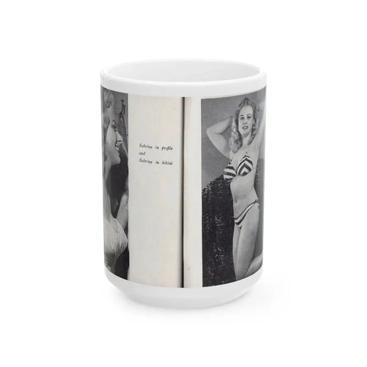 Norma Sykes #165 - 66 PHOTOGRAPHS OF Sabrina U.K. Pocket Mag. Pages 60 & 61 (Vintage Female Icon) White Coffee Mug 15oz - Go Mug Yourself