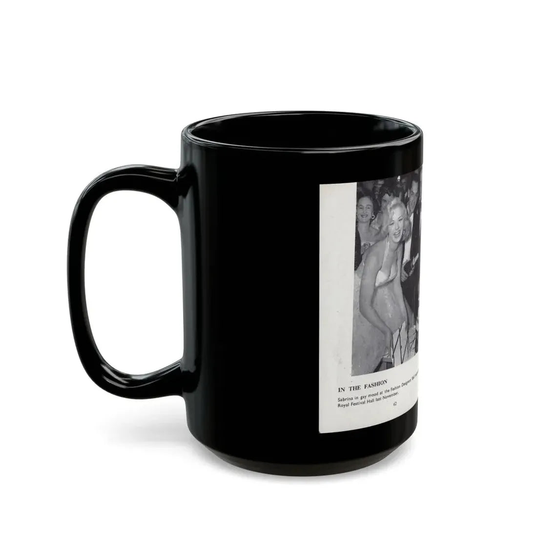 Norma Sykes #166 - 66 PHOTOGRAPHS OF Sabrina U.K. Pocket Mag. Pages 62 & 63 (Vintage Female Icon) Black Coffee Mug - Go Mug Yourself