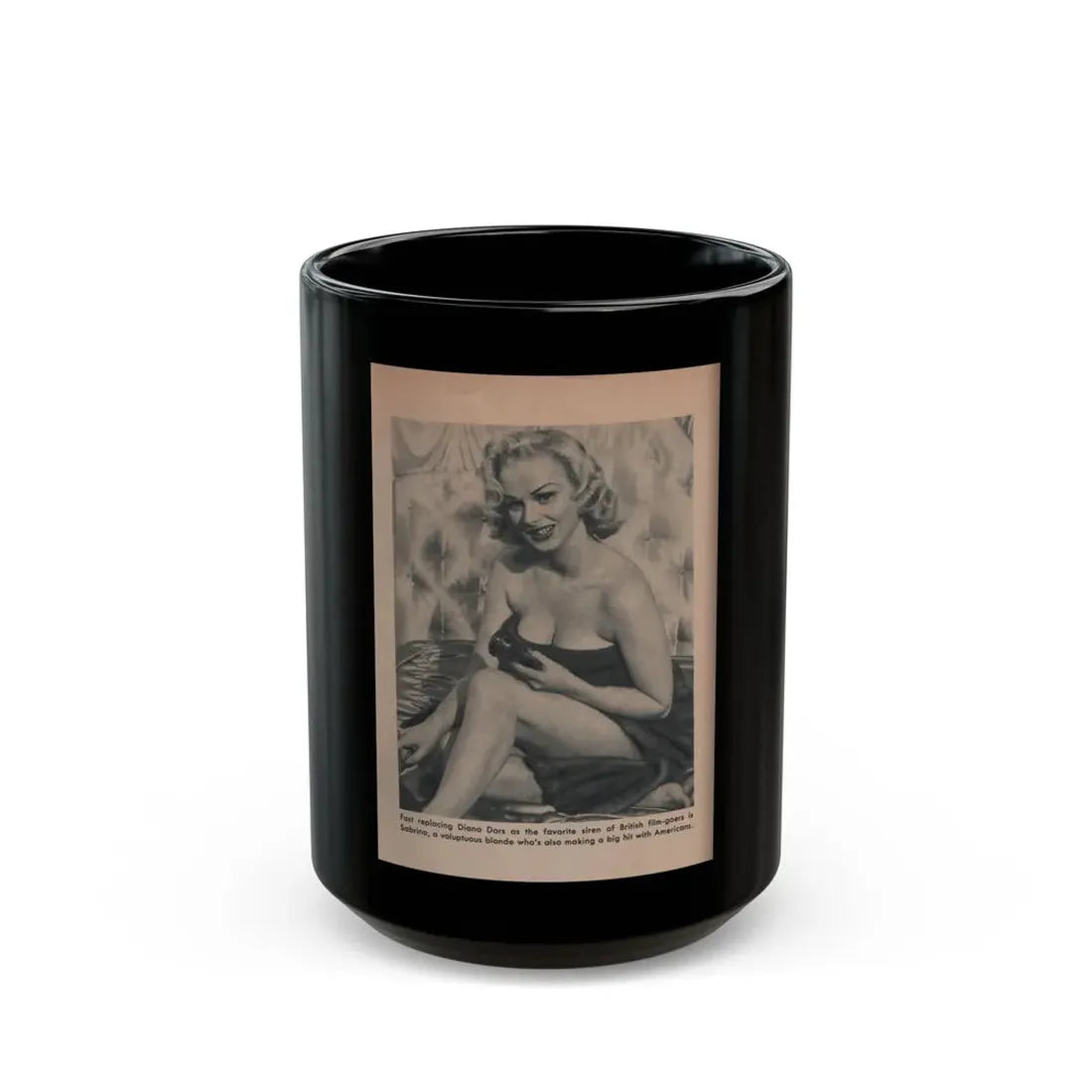 Norma Sykes #178 - Scamp Mag. Sept. '58 - 1 Small B&W Photo (Vintage Female Icon) Black Coffee Mug 15oz - Go Mug Yourself