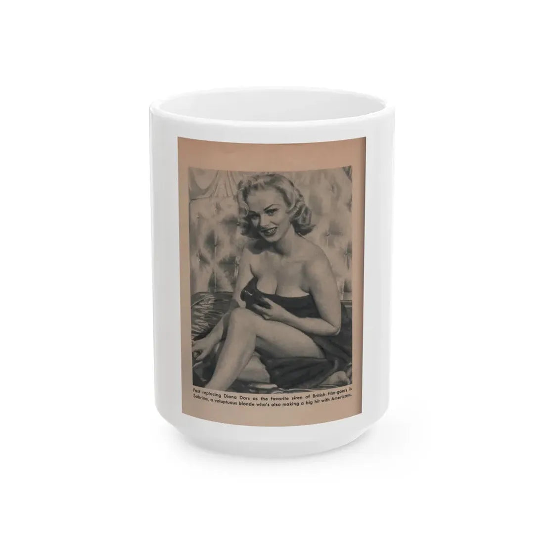 Norma Sykes #178 - Scamp Mag. Sept. '58 - 1 Small B&W Photo (Vintage Female Icon) White Coffee Mug 15oz - Go Mug Yourself