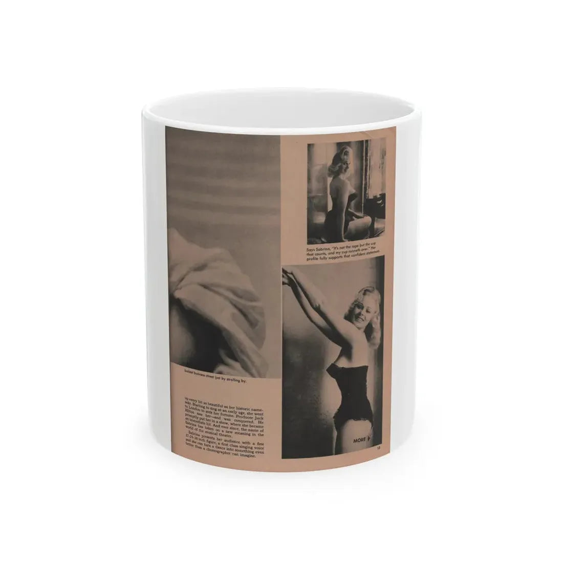Norma Sykes #180 - Play Mag. 9-4-59 - 2 B&W Photos & More (Vintage Female Icon) White Coffee Mug 11oz - Go Mug Yourself