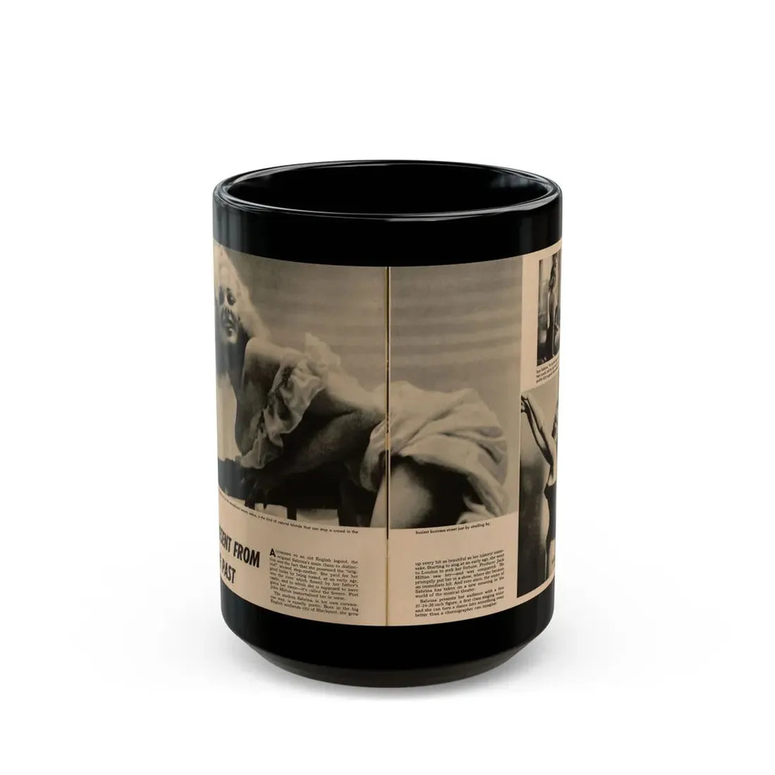 Norma Sykes #181 - Play Mag. 9-4-59 - 1 B&W Centerfold & 2 B&W Photos also Article (Vintage Female Icon) Black Coffee Mug 15oz - Go Mug Yourself