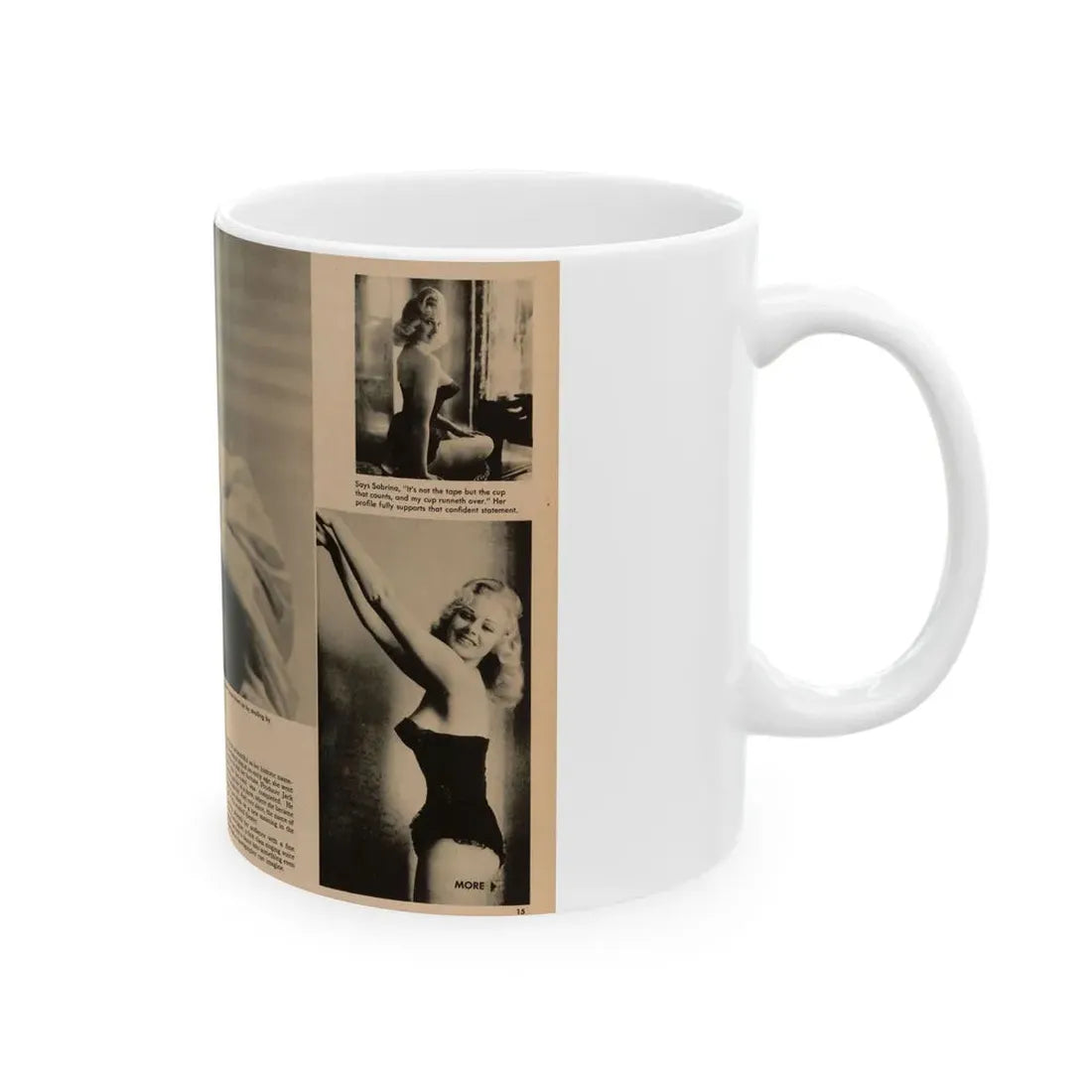 Norma Sykes #181 - Play Mag. 9-4-59 - 1 B&W Centerfold & 2 B&W Photos also Article (Vintage Female Icon) White Coffee Mug - Go Mug Yourself