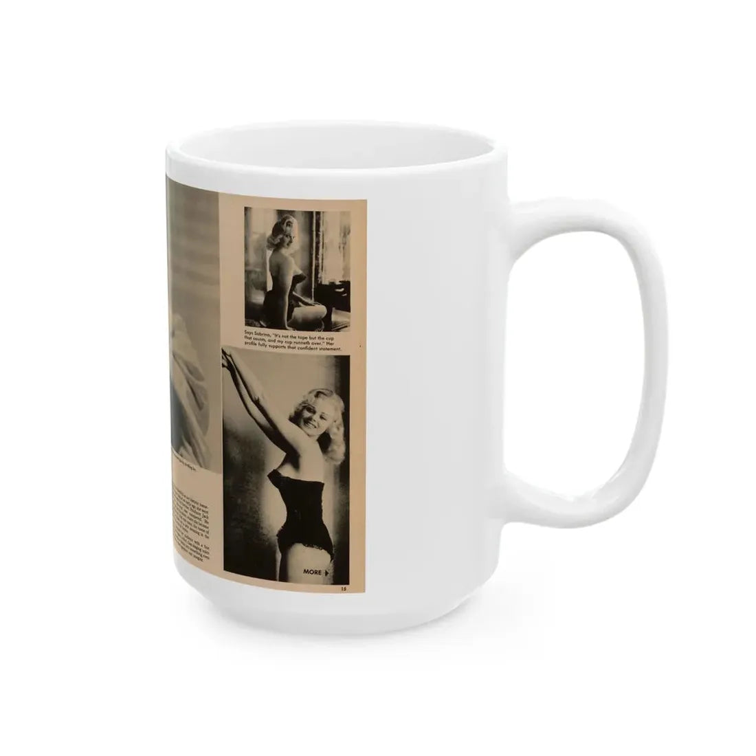 Norma Sykes #181 - Play Mag. 9-4-59 - 1 B&W Centerfold & 2 B&W Photos also Article (Vintage Female Icon) White Coffee Mug - Go Mug Yourself