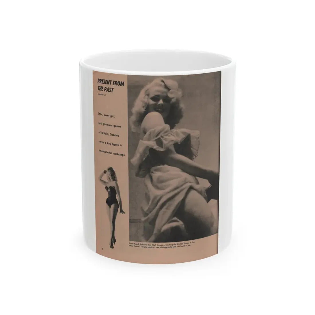 Norma Sykes #182 - Play Mag. 9-4-59 - 2 B&W Photos & More (Vintage Female Icon) White Coffee Mug 11oz - Go Mug Yourself
