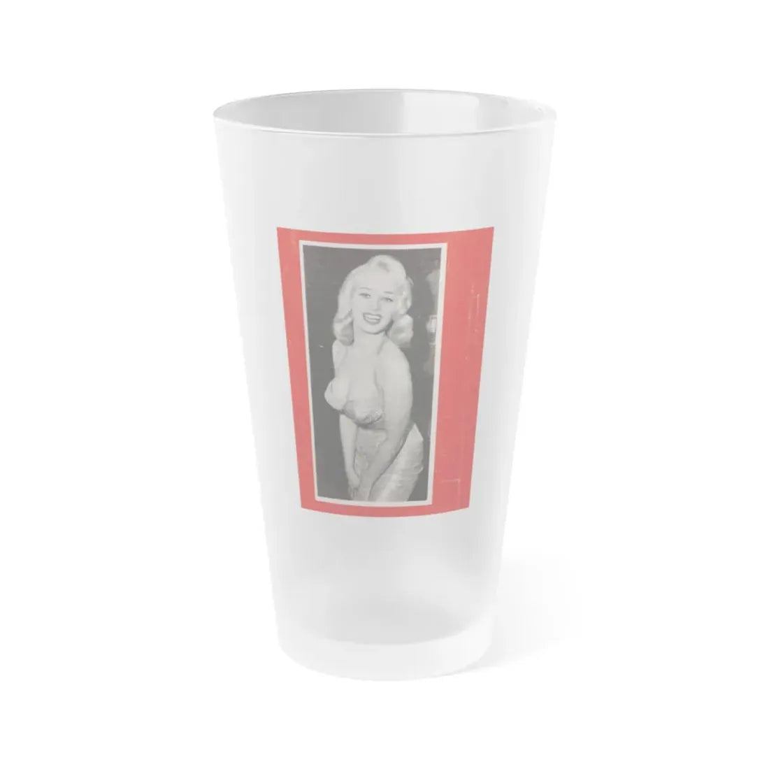 Norma Sykes #185 - 1 B&W Photo with Red Boarder from PIC Digest Mag. September '58 Norma on Back Cover (Vintage Female Icon) Frosted Pint Glass 16oz 16oz Frosted - Go Mug Yourself