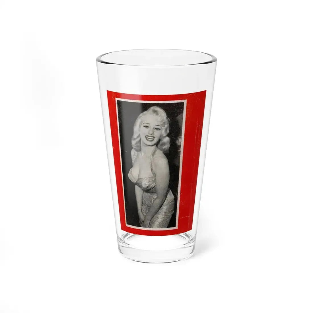 Norma Sykes #185 - 1 B&W Photo with Red Boarder from PIC Digest Mag. September '58 Norma on Back Cover (Vintage Female Icon) Pint Glass 16oz 16oz - Go Mug Yourself